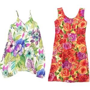 Jams World Dresses Hanky Hem Asymmetric Sea Grove Sleeveless Tropical Resort XS